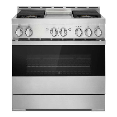 Jennair® 36" NOIR™ Gas Professional-Style Range with Chrome-Infused Griddle JGRP536HM