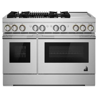 Jennair® RISE™ 48 Dual-Fuel Professional-Style Range with Chrome-Infused Griddle and Grill JDRP748HL