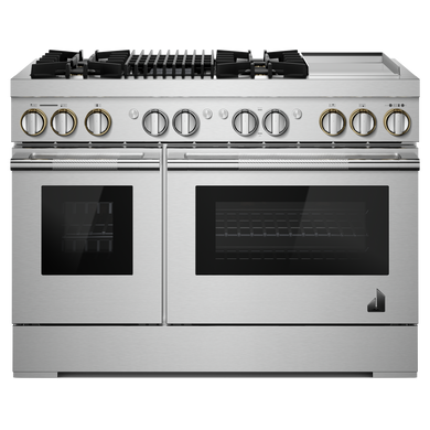 Jennair® RISE™ 48 Dual-Fuel Professional-Style Range with Chrome-Infused Griddle and Grill JDRP748HL