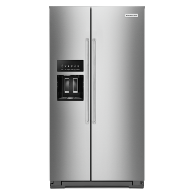 OPEN BOX Kitchenaid® 19.9 cu ft. Counter-Depth Side-by-Side Refrigerator with Exterior Ice and Water and PrintShield™ finish KRSC700HPS