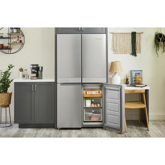 Kitchenaid® 19.4 cu. ft. 36-inch wide Counter-Depth 4-Door Refrigerator with PrintShield™ Finish KRQC506MPS