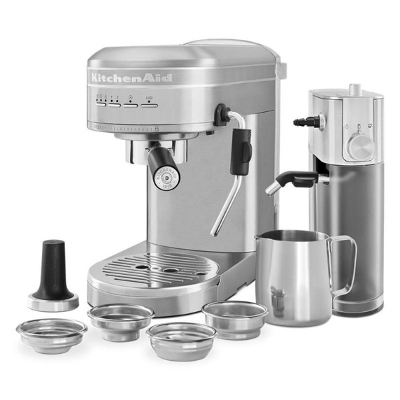 Kitchenaid® Metal Semi-Automatic Espresso Machine and Automatic Milk Frother Attachment Bundle KES6504SX