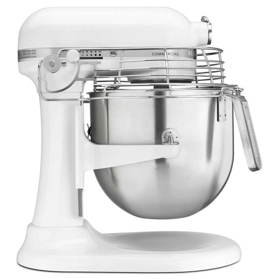 Kitchenaid® NSF Certified® Commercial Series 8-Qt Bowl Lift Stand Mixer with Stainless Steel Bowl Guard KSMC895WH
