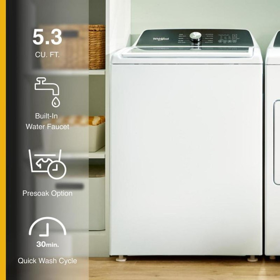 Whirlpool® 5.3 Cu. Ft. I.E.C. Top Load Impeller Washer with Built-in Faucet WTW5020SW