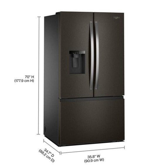 Whirlpool® 36-Inch French Door Refrigerator with In-Door Water and Ice Maker - 30 cu. ft. WRFF3536SV