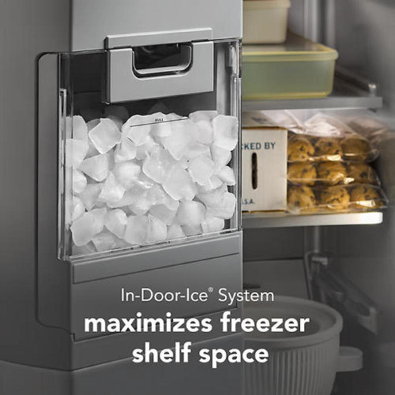 Kitchenaid® 20.8 Cu. Ft. Counter-Depth Side-by-Side Refrigerator with Exterior Ice and Water Dispenser in PrintShield™ Finish KRSC536RPS
