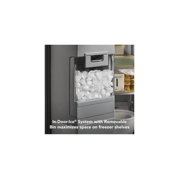 Kitchenaid® 20.8 Cu. Ft. Counter-Depth Side-by-Side Refrigerator with Exterior Ice and Water Dispenser in PrintShield™ Finish KRSC536RPS