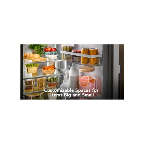 Kitchenaid® 20.8 Cu. Ft. Counter-Depth Side-by-Side Refrigerator with Exterior Ice and Water Dispenser in PrintShield™ Finish KRSC536RPS