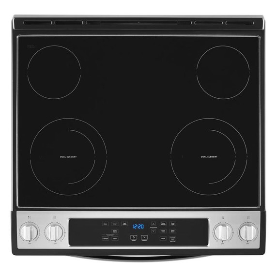 OPEN BOX of 4.8 Cu. Ft. Whirlpool® Electric Range with Frozen Bake™ Technology YWEE515S0LS_RD3817200