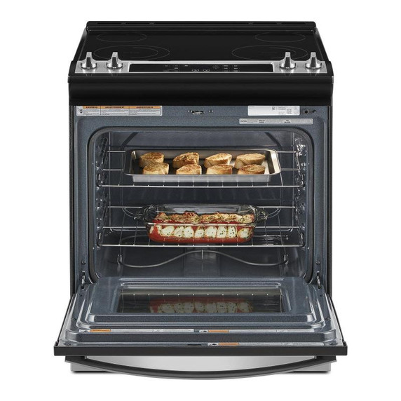OPEN BOX of 4.8 Cu. Ft. Whirlpool® Electric Range with Frozen Bake™ Technology YWEE515S0LS_RD3817200