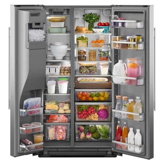 Kitchenaid® 28.7 Cu. Ft. Side-by-Side Refrigerator with Exterior Ice and Water Dispenser in PrintShield™ Finish KRSF536RPS