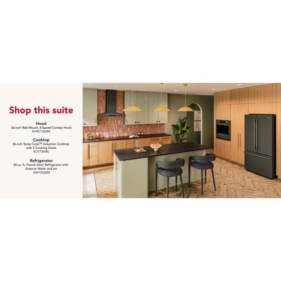 Kitchenaid® 36" Temp Cook™ Induction Cooktop with 5 Cooking Zones KCIT736SBL