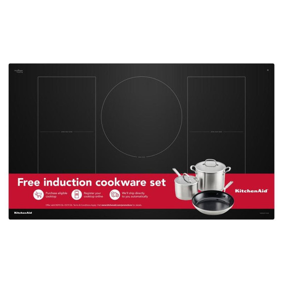Kitchenaid® 36" Temp Cook™ Induction Cooktop with 5 Cooking Zones KCIT736SBL