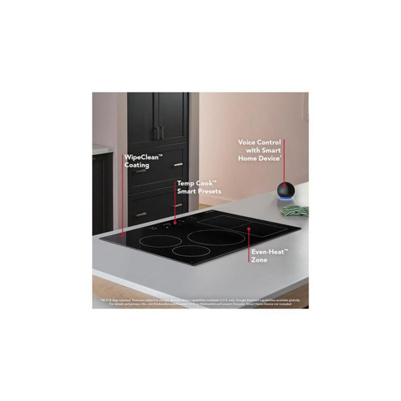 Kitchenaid® 30" Temp Cook™ Induction Cooktop with 5 Cooking Zones KCIT730SBL