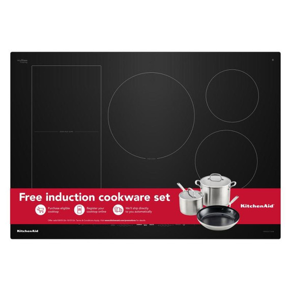 Kitchenaid® 30" Temp Cook™ Induction Cooktop with 5 Cooking Zones KCIT730SBL