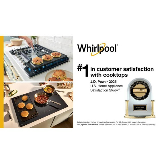 Whirlpool® 36" Intelligent Induction Cooktop with Temp Cook™ Technology and WipeClean™ Coating WCIT7536SB