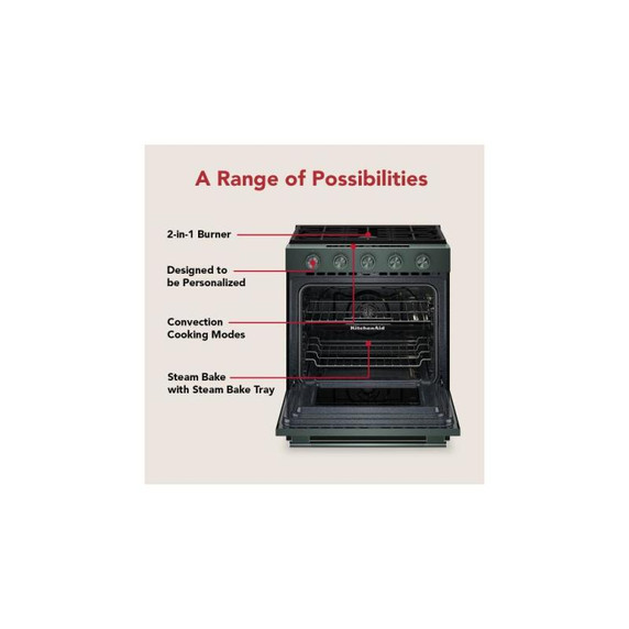 Kitchenaid® 5.0 Cu. Ft. Smart Slide-in Gas Range with Convection Cooking Modes and 2-in-1 Burner KSGS530SJP