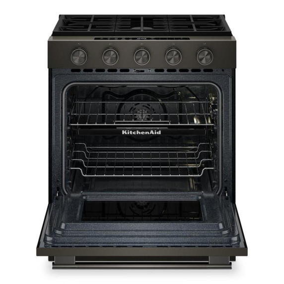 Kitchenaid® 5.0 Cu. Ft. Smart Slide-in Gas Range with Convection Cooking Modes and 2-in-1 Burner KSGS530SBE