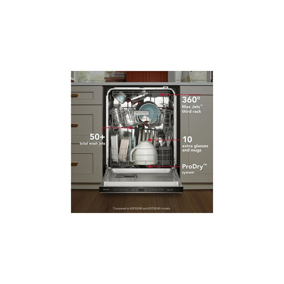 Kitchenaid® Third Level Jet Rack Dishwasher with 40+ Total Wash Jets, 41 dBA KDFS324SJP