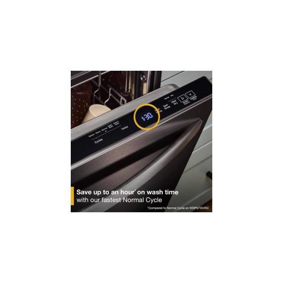 Whirlpool® 24-Inch Dishwasher with Total Coverage Wash Action and Auto Open Air Dry in Fingerprint Resistant Black Stainless WDTS8024SV