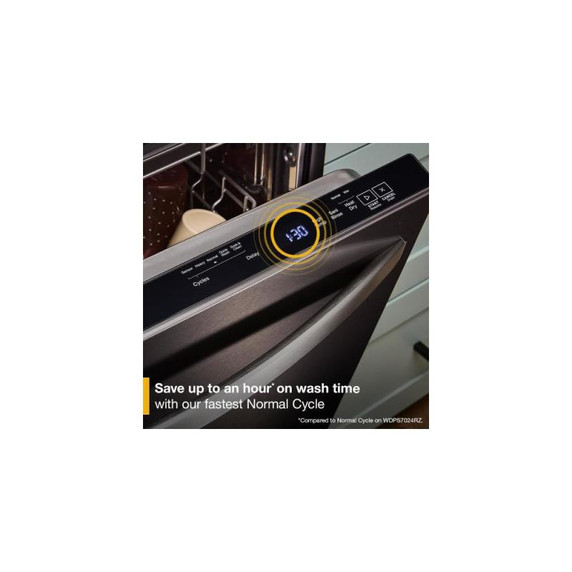 Whirlpool® 24-Inch Dishwasher with Total Coverage Wash Action and Auto Open Air Dry in Fingerprint Resistant Black Stainless WDTS8024SV