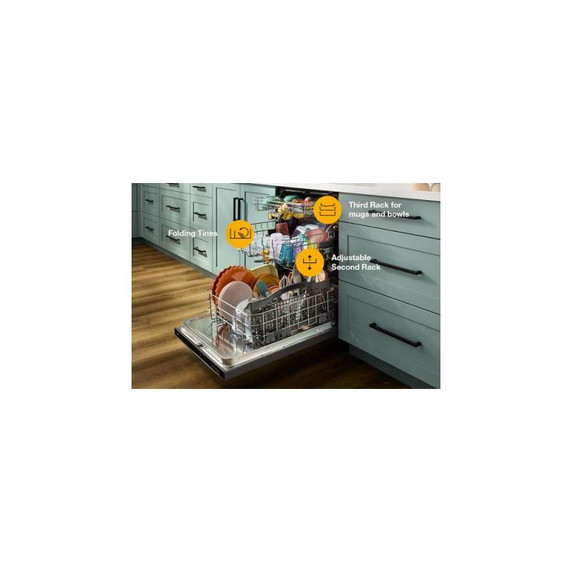 Whirlpool® 24-Inch Dishwasher with Total Coverage Wash Action and Auto Open Air Dry in Fingerprint Resistant Black Stainless WDTS8024SV