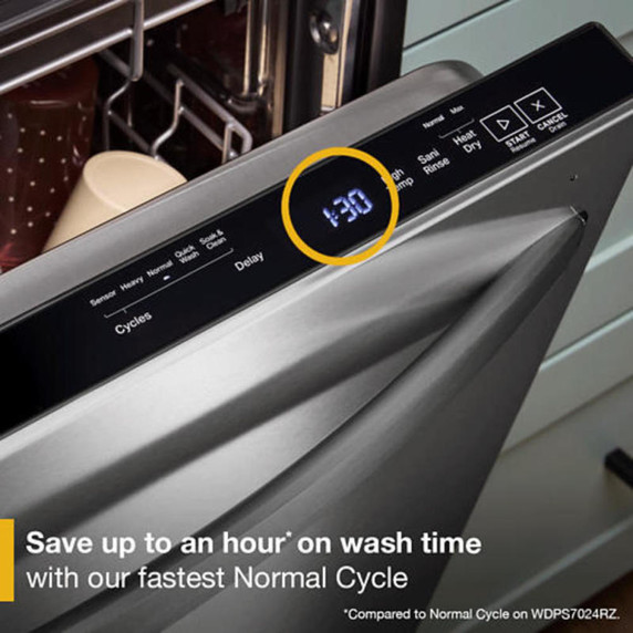 Whirlpool® 24-Inch Dishwasher with Total Coverage Wash Action and Auto Open Air Dry in Fingerprint Resistant Stainless Steel WDTS8024SZ
