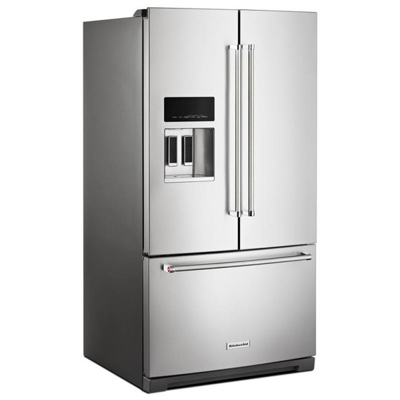 OPEN BOX Kitchenaid® 26.8 Cu. Ft. Standard-Depth French Door Refrigerator with Exterior Ice and Water Dispenser KRFF577KPS