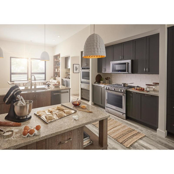 OPEN BOX Kitchenaid® 30-Inch 5 Burner Front Control Gas Convection Range with Baking Drawer KSGB900ESS