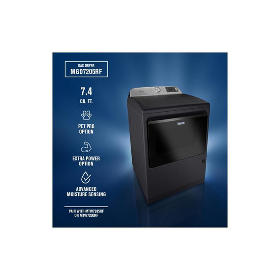 Maytag® 7.4 Cu. Ft. Pet Pro Top Load Gas Dryer with Extra Power and Sanitize Cycle MGD7205RF Maytag® 7.4 Cu. Ft. Pet Pro Top Load Gas Dryer with Extra Power and Sanitize Cycle MGD7205RF