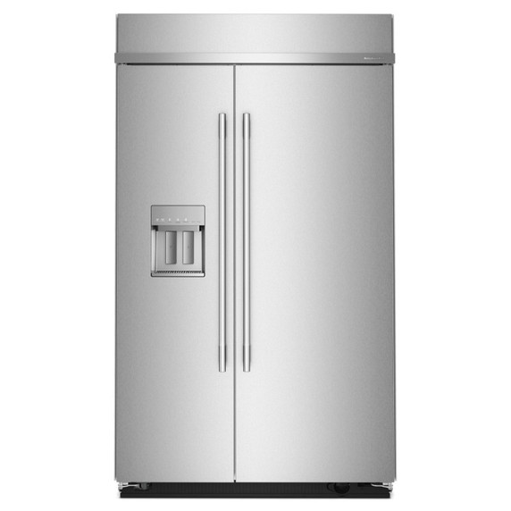 Kitchenaid® 29.4 Cu. Ft. 48" Built-In Side-by-Side Refrigerator features Exterior Water and Ice Dispenser with Measured Fill KBSD748SPS