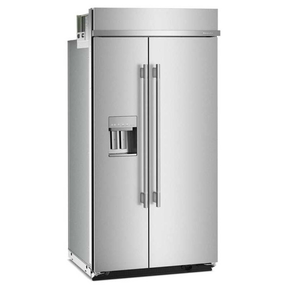 Kitchenaid® 25.1 Cu. Ft. 42" Built-In Side-by-Side Refrigerator features Exterior Water and Ice Dispenser with Measured Fill KBSD742SPS
