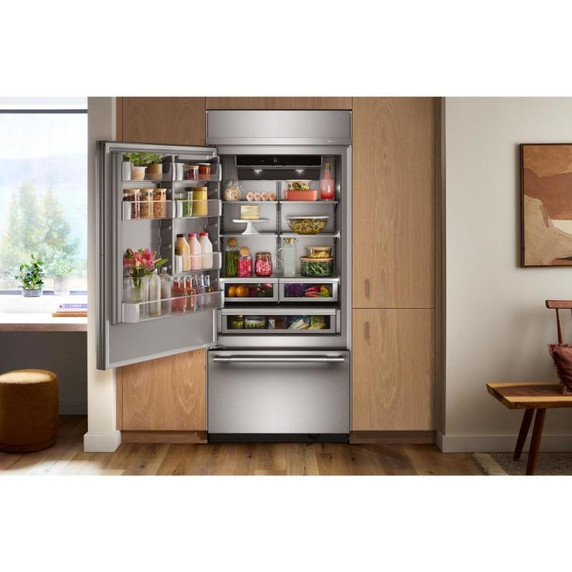 Kitchenaid® 20.8 Cu. Ft. 36" Built-In Bottom Mount Refrigerator with Platinum Interior KBBL336SPS
