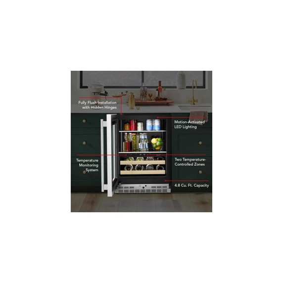 Kitchenaid® 24" Beverage Center with Glass Door and Wood-Front Racks KUBL524SJP
