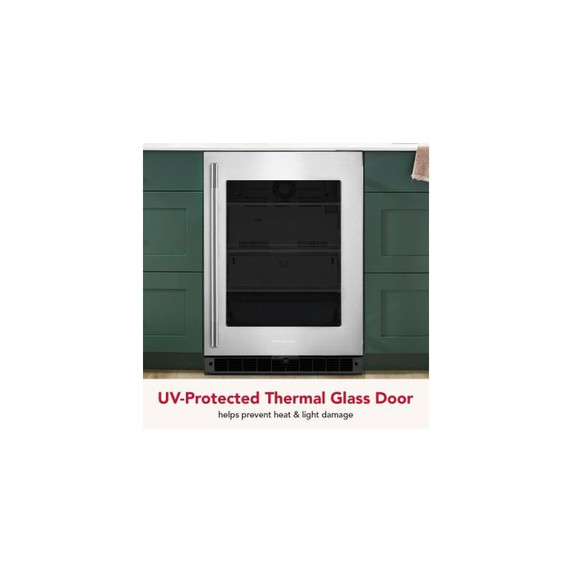 Kitchenaid® 24"" Undercounter Refrigerator with Glass Door KURR324SSB