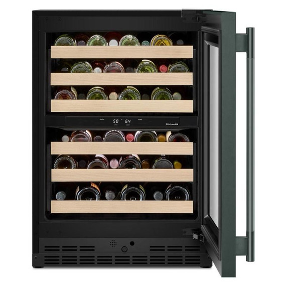 Kitchenaid® 24" Undercounter Wine Cellar with Full-Extension Wood-Front Racks KUWR524SJP