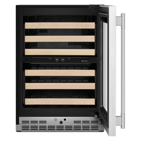 Kitchenaid® 24" Undercounter Wine Cellar with Full-Extension Wood-Front Racks KUWR524SPS