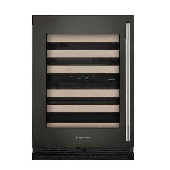 Kitchenaid® 24" Undercounter Wine Cellar with Full-Extension Wood-Front Racks KUWL524SBE
