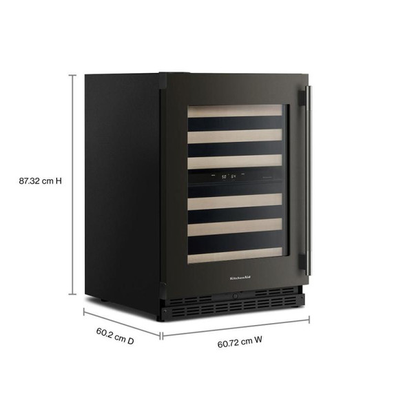 Kitchenaid® 24" Undercounter Wine Cellar with Full-Extension Wood-Front Racks KUWL524SBE