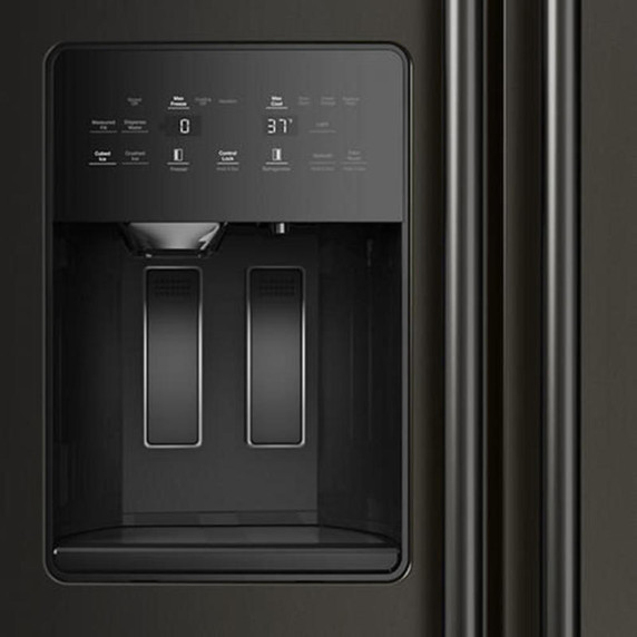 Kitchenaid® 20.8 Cu. Ft. Counter-Depth Side-by-Side Refrigerator with Exterior Ice and Water Dispenser in Black Ore KRSC536RBE