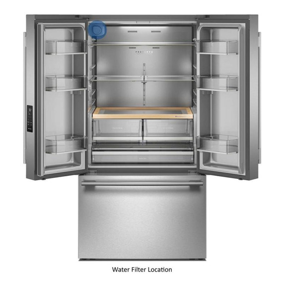 Kitchenaid® 31 cu. ft. French Door Refrigerator with Interior Water and Ice KRFF336SPS