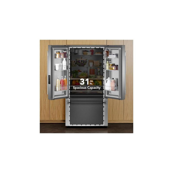 Kitchenaid® 31 cu. ft. French Door Refrigerator with Interior Water and Ice KRFF336SPS