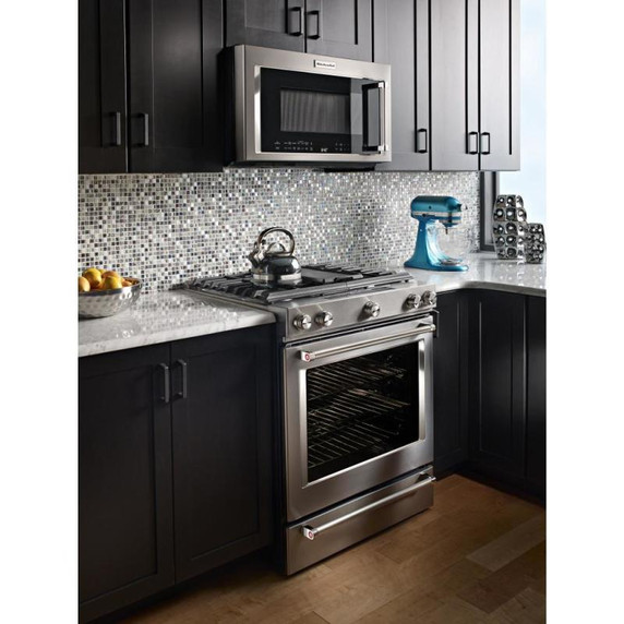 KitchenAid® 30-Inch 5-Burner Dual Fuel Convection  Front Control Range with Baking Drawer YKSDB900ESS