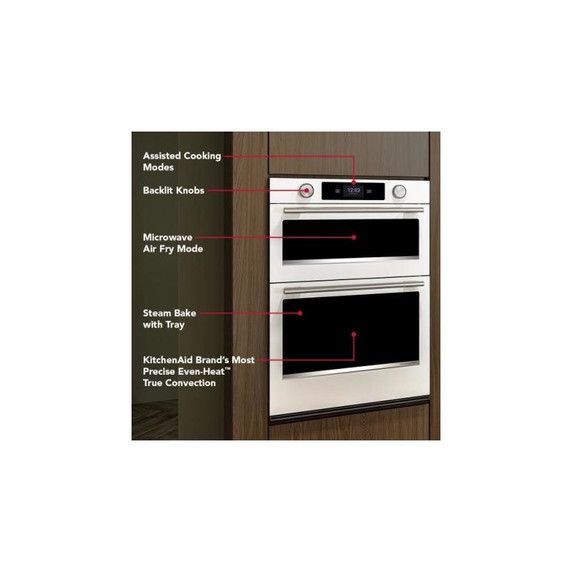 Kitchenaid® 30-inch Smart Electric Combo Wall Oven with Assisted Cooking Modes - White KOEC730SWH