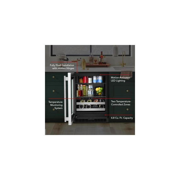 Kitchenaid® 24" Beverage Center with Glass Door and Metal-Front Racks KUBL524SSB