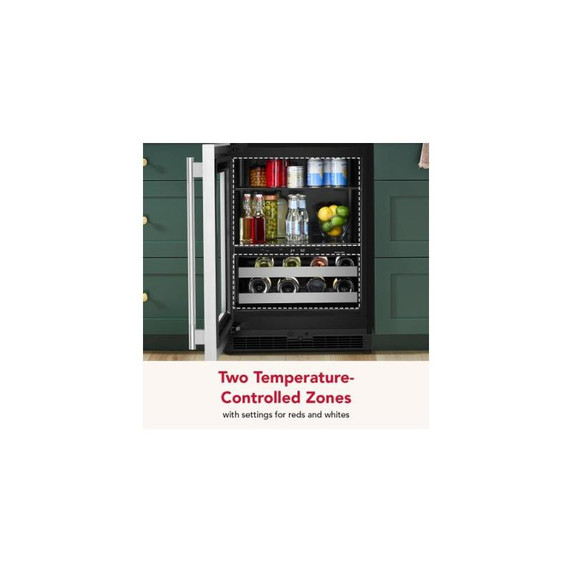 Kitchenaid® 24" Beverage Center with Glass Door and Metal-Front Racks KUBL524SSB
