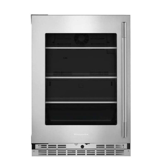Kitchenaid® 24" Undercounter Refrigerator with Glass Door and Shelves with Metallic Accents KURL524SPS