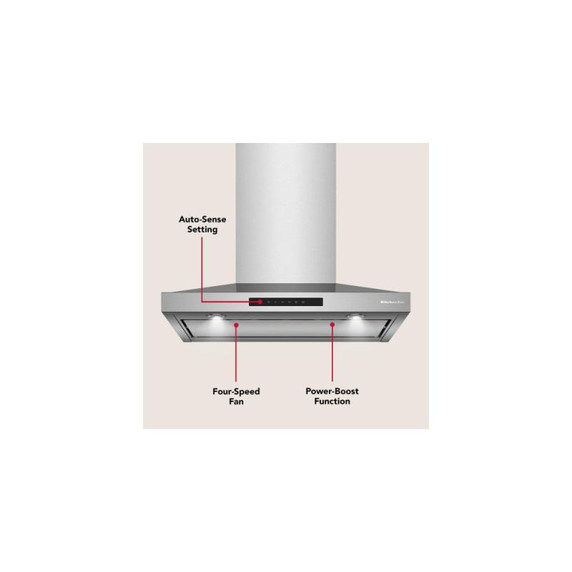 KitchenAid® 30-inch Wall-Mount, 4-Speed Canopy Hood KVWC730SSS