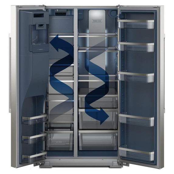 openbox Maytag® 36-inch Wide Full-Depth Side-by-Side Refrigerator with Arctic Blue Interior - 28.3 Cu. Ft. MRSF6636RZ 3 years warranty openbox Maytag® 36-inch Wide Full-Depth Side-by-Side Refrigerator with Arctic Blue Interior - 28.3 Cu. Ft. MRSF6636RZ 3 years warranty