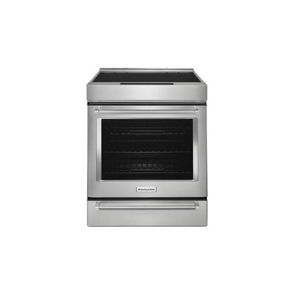 Open box of Kitchenaid® 30-Inch 4-Element Induction Slide-In Convection Range with Air Fry KSIS730PSS (3 years warranty)